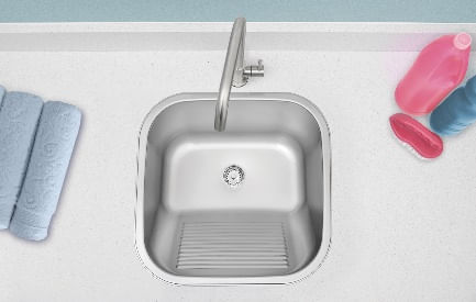 Tanque de Encaixe Hera em Inox Polido 23L 40x40cm c/ Válvula Tramontina