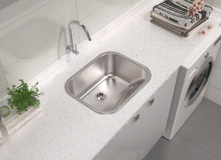 Tanque de Encaixe Hera em Inox Acetinado 30L 50x40cm c/ Válvula Tramontina