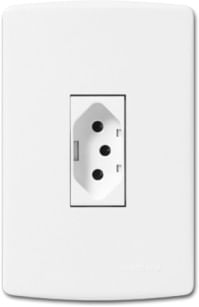 Conjunto montado de tomada 10A com placa branca Siena Alumbra