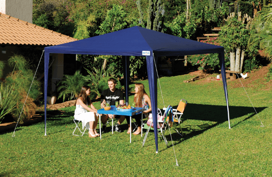 Gazebo Ráfia 2,4x3m Azul Mor