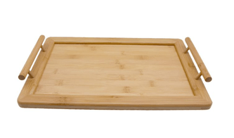 Bandeja Retangular de Bambu c/ Alças Oikos