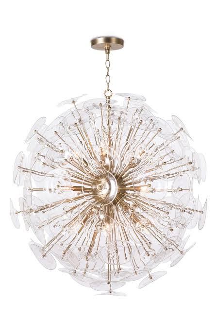 Lustre Fiore em Vidro p/ 8 Lâmpadas G9 Dourado Orluce