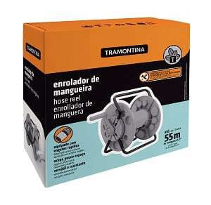 Enrolador Fixo de Mangueira Tramontina com 2 Engates Rápidos Capacidade de até 55 m de Mangueira "1/2"