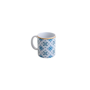 Caneca Lisboa em Porcelana 330mL Azul e Branco Lyor