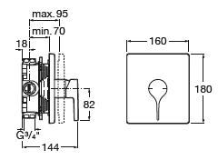 Acabamento de Registro Monocomando p/ Ducha Box Insignia Roca