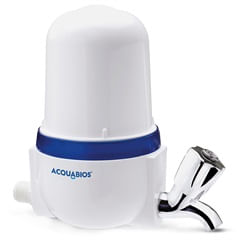 Filtro Com Torneira De Metal Carbon Block Parede Acqua 5 Branco Acquabios