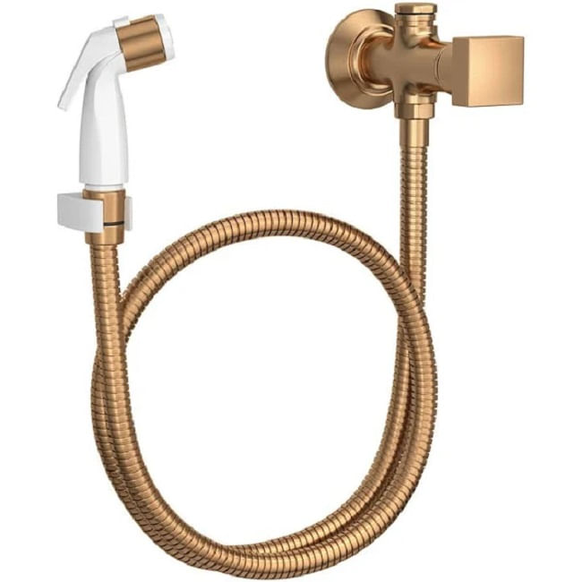 Ducha Higiênica com Registro e Derivação Gatilho Branco Cubo Gold Matte Deca