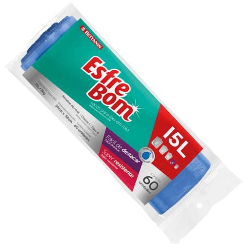 Saco Para Lixo Esfrebom Rolo 15L 1X12 Bt305 Bettanin