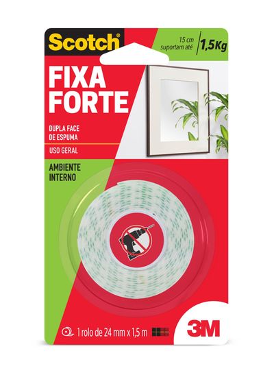 Fita Dupla Face24mmx1,5m Fixa Forte Espuma branco 3M Scotch®