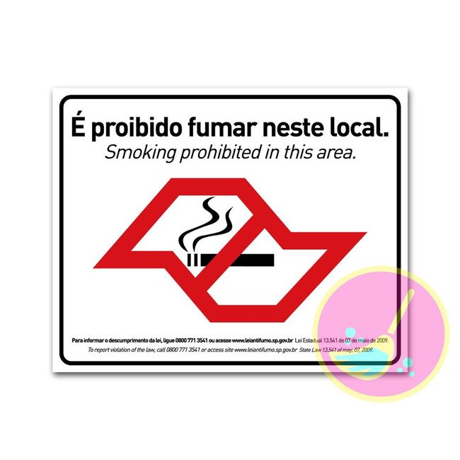 Placa-em-Poliestireno-15x20cm-Proibido-Fumar-Lei-SP-Sinalize-976326