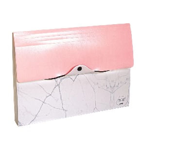 Pasta sanfonada a4 Stone rosa com 12 divisorias Dello