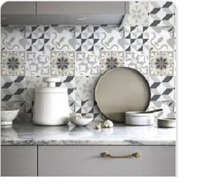 Adesivo de Azulejo 45x60cm Cinza e Creme Grudado