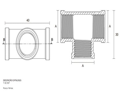 Te Latão Cromado 90 Rosca Femea 1/2 Blukit