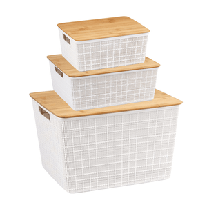 Kit de Caixas Organizadora de Bambu Branco Oikos