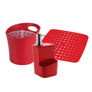 Kit Pia de Cozinha Vermelho OU