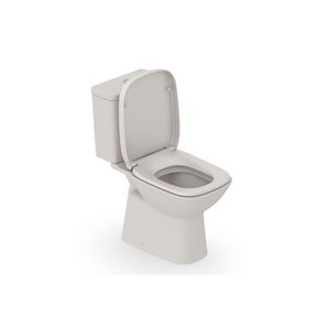 Vaso Sanitário com Caixa Acoplada e Complementos de Instalação e Assento Debba Classic Beige