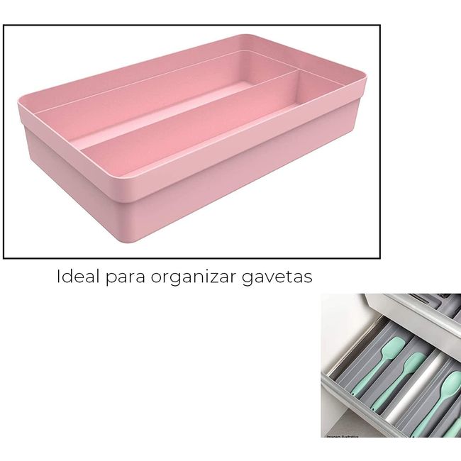 Organizador-de-gavetas-2-secoes-em-polipropileno-rosa-Linha---Logic-OU-1741004