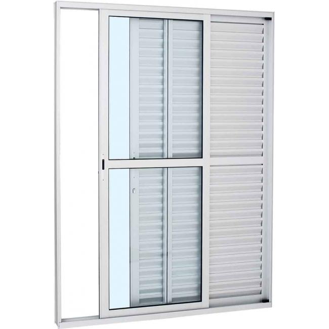 Porta de correr 3 folhas D Alumifort 216x160x13cm branca Sasazaki