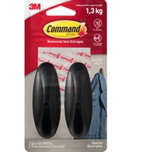 Gancho Adesivo médio 2 unidades preto 3M Command™