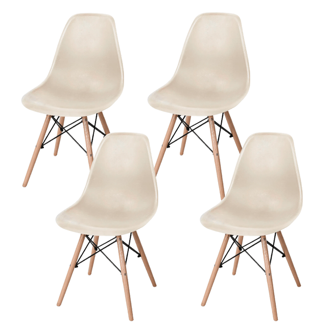 Conjunto 4 Cadeiras Eames com Pés em Madeira Fendi Coisas