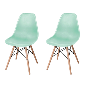 Conjunto 2 Cadeiras Eames c/ Pés em Madeira Verde Coisas