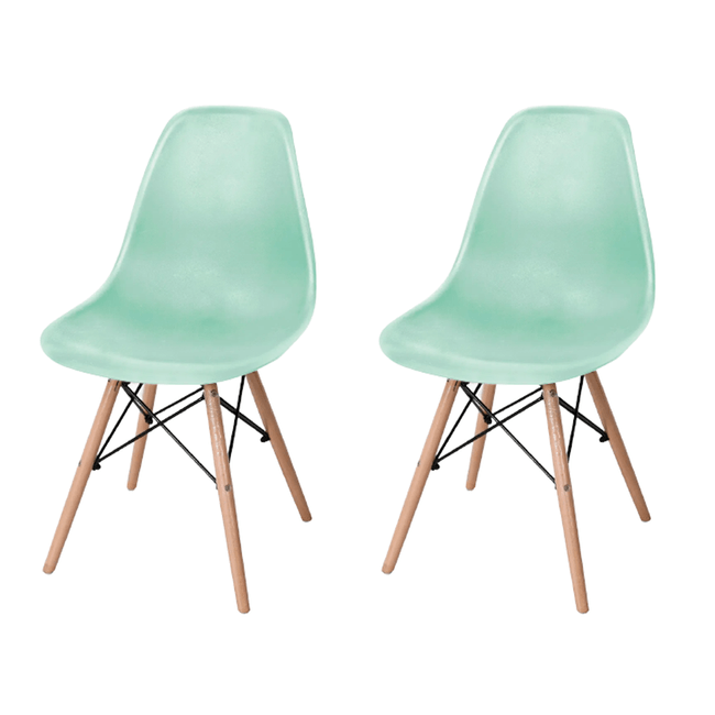 Conjunto 2 Cadeiras Eames c/ Pés em Madeira Verde Coisas