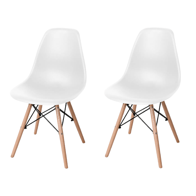 Conjunto 2 Cadeiras Eames c/ Pés em Madeira Branco Coisas