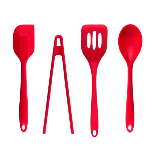 Kit Utensílios de Silicone Vermelho Oikos
