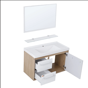 Conjunto De Banheiro Com Cuba E Espelheira Prócion 63Cm Berlin Branco Cerocha