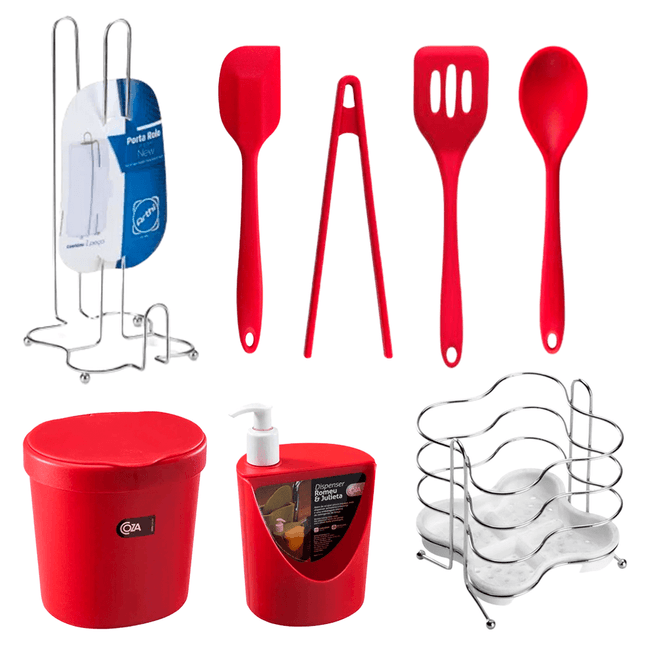 Kit Bancada de Cozinha Vermelho