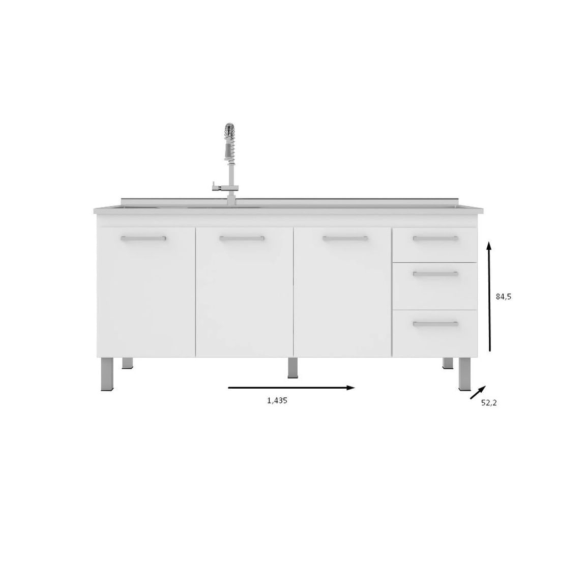 Gabinete de cozinha Hamal 2072 53x144cm branco Cerocha