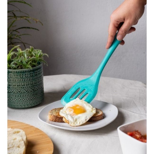 Espatula-vazada-de-silicone-duplo-verde-agua-Oikos-2373866