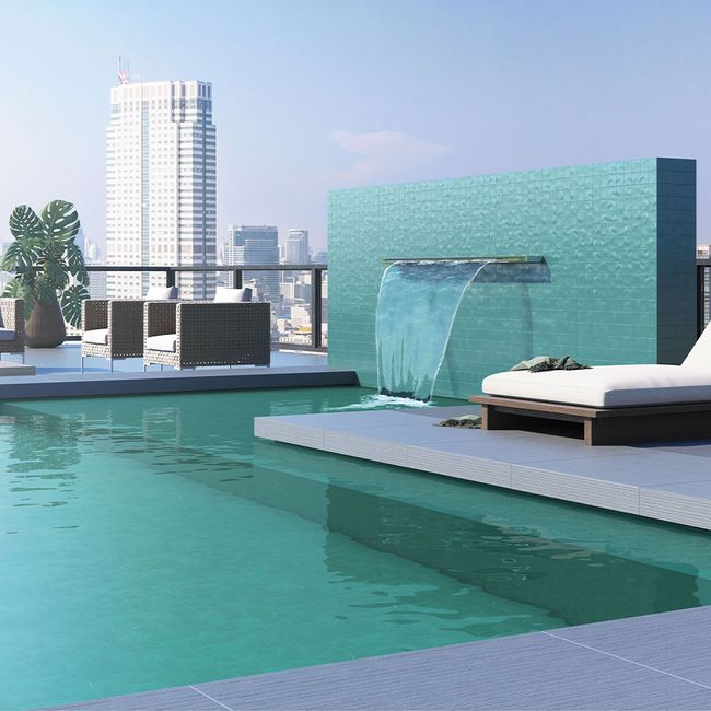 Revestimento para Piscina Eliane Verde Àgua Onda  Comp: 20 cm. X Larg: 20 cm.