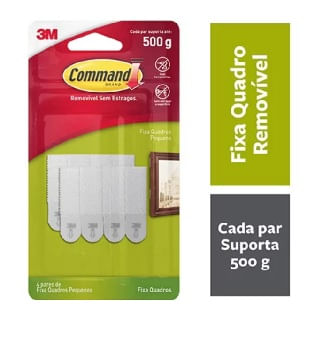 Fecho Adesivo para quadros pequeno 8 peças plástico branco 3M Command™