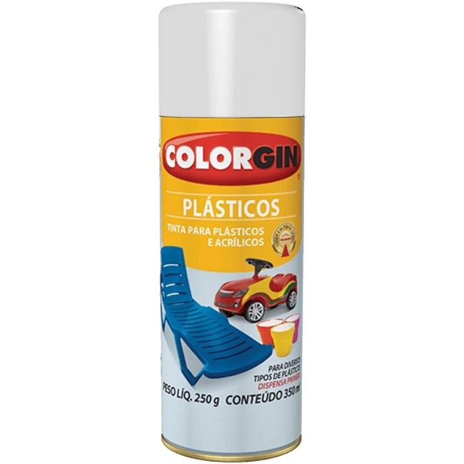 Tinta spray plastico branco fosco 235g 1520 colorgin