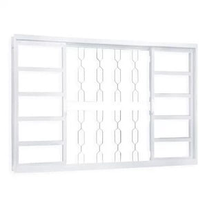 Janela de Correr 4 Folhas Grade Vidro Liso 100x120 Bc Minas Sul Mgm