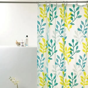 Cortina para box de vinil biodegradável 180x160cm Folhas azul Komlog