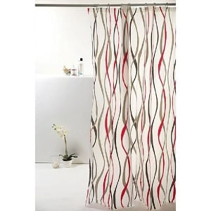 Cortina para box de vinil biodegradável 180x160cm Listras vermelha Komlog