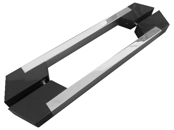 Puxador Duplo Let 565x400x20mm Aço Inox 201 Polido Preto Geris