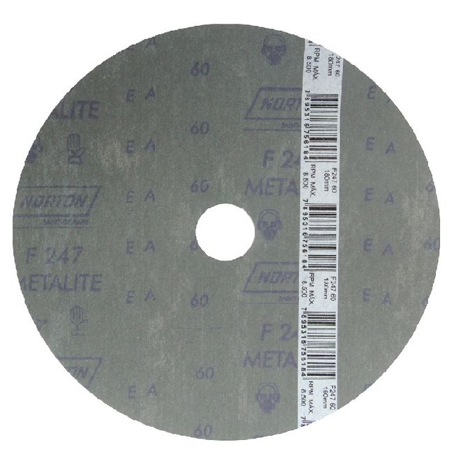 Disco Lixa Grana 60 180 x 22,23Mm Para Metal Norton