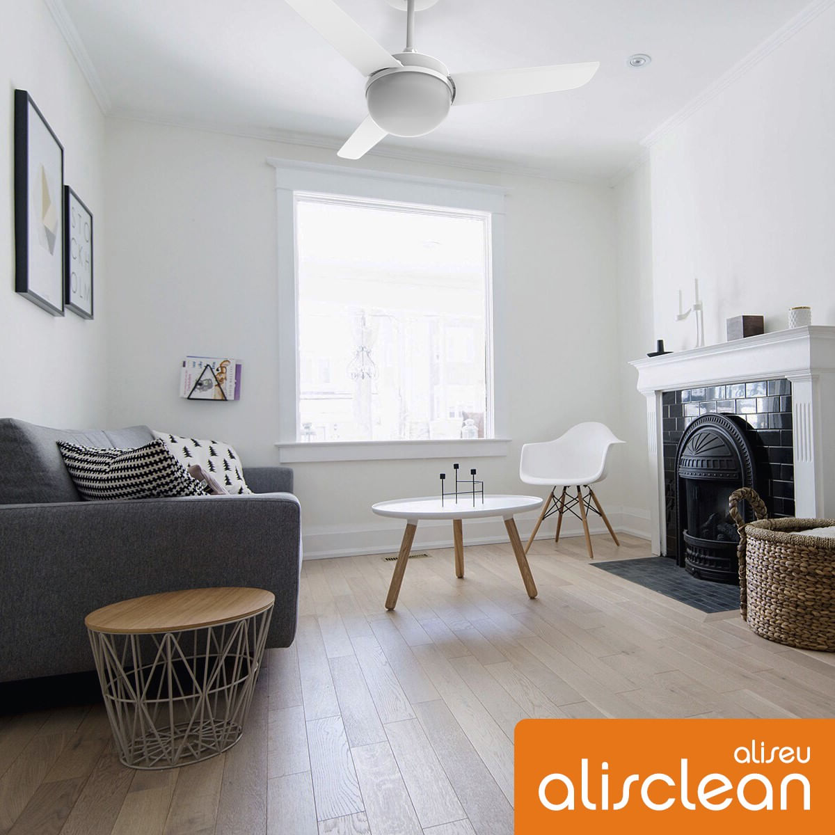 Ventilador de Teto 127V 90cm com Controle de Parede Branco Alisclean Aliseu