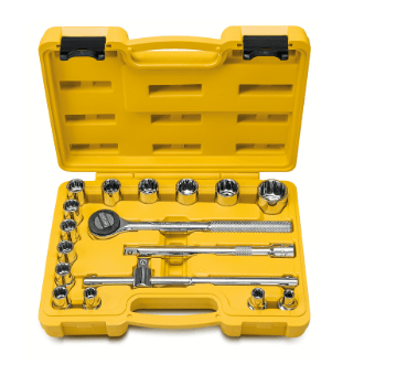 Jogo De Soquetes E Acessórios 1/2 17 Peças Em aço Cromo vanádio 43600017 Tramontina