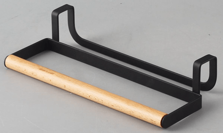 Porta Rolos Metal Com Bambu Preto