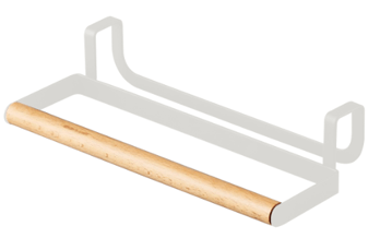 Porta Rolos Metal Com Bambu Branco