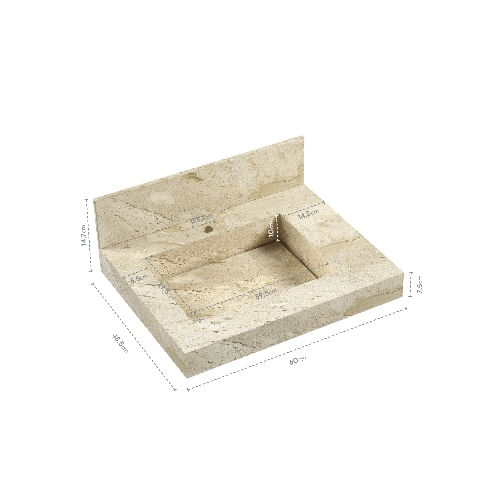 Lavatório Com Cuba Esculpida 60 Travertino Blu