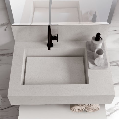 Bancada Com Cuba Esculpida Pró 60 Bianco Blu