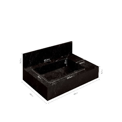 Bancada Com Cuba Esculpida Pró 60 Black Blu