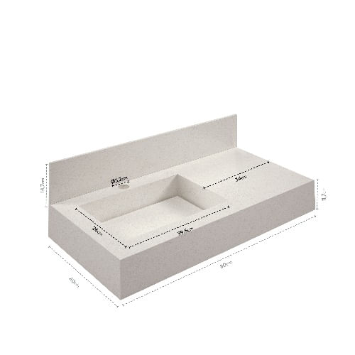 Bancada Com Cuba Esculpida Pró 80 Bianco Blu