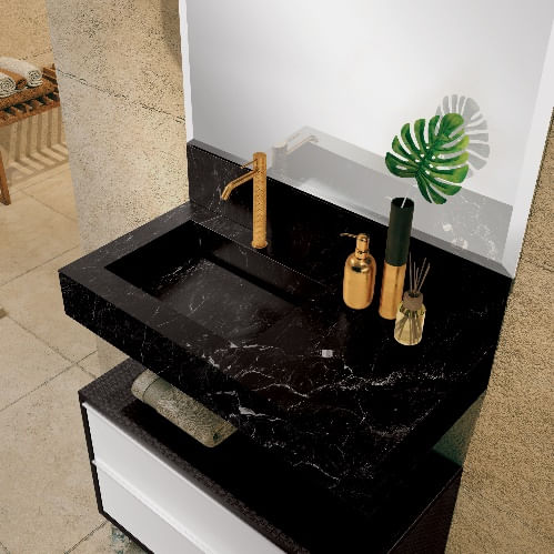 Bancada Com Cuba Esculpida Pró 80 Black Blu