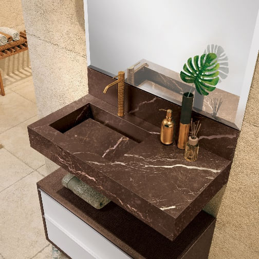 Bancada Com Cuba Esculpida Pró 80 Trufa Blu